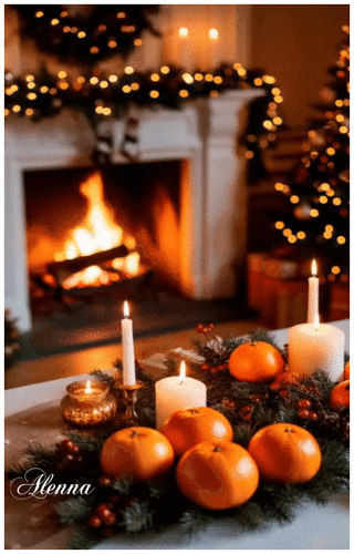 Анимированная открытка Тёплый зимний вечер