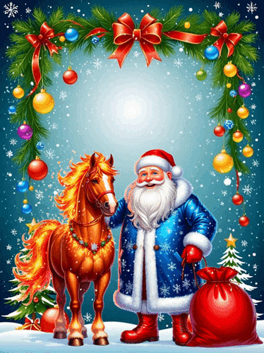 Анимированная открытка Новогоднего настроения, во всех делах везения, море счастья, позитива, тепла в душе и креатива!