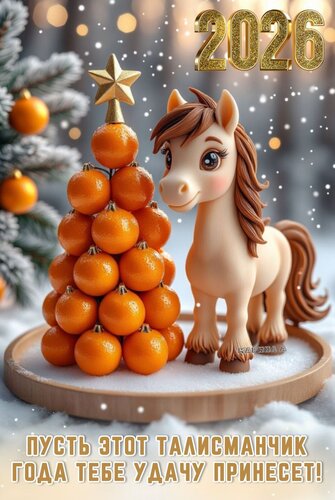 Открытка 2026. Пусть этот талисманчик года тебе удачу принесет!