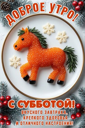 Открытка Доброе утро! С cубботой! Вкусного завтрака, крепкого здоровья и отличного настроения!