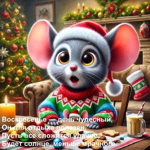 Открытка Воскресенье — день чудесный, он для отдыха полезен, пусть все сложится удачно, будет солнце...