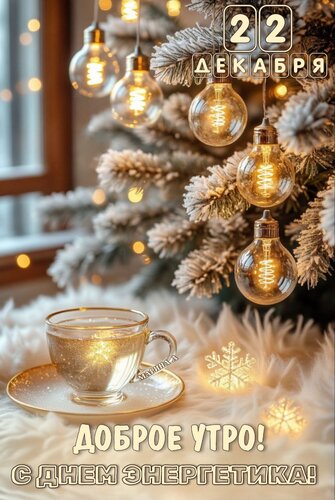 Открытка 22 декабря. Доброе утро! С днем энергетика!