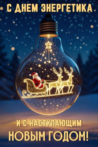 Открытка С днем энергетика и с наступающим Новым годом!