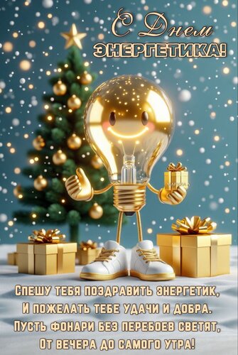 Открытка С днем энергетика! Спешу тебя поздравить энергетик, и пожелать тебе удачи и добра. 