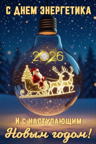 Открытка С днем энергетика и с наступающим Новым годом! 2026