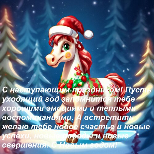 Открытка С наступающим праздником! Пусть уходящий год запомнится тебе хорошими эмоциями и теплыми воспоминаниями.