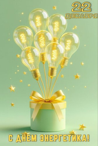 Открытка 22 декабря. С днем энергетика!