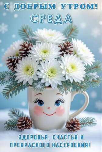 Открытка С добрым утром! Среда. Здоровья, счастья и прекрасного настроения!