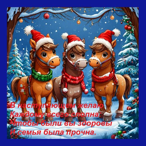 Открытка В наступающем желаю каждому всего сполна. Чтобы были вы здоровы и семья была прочна.