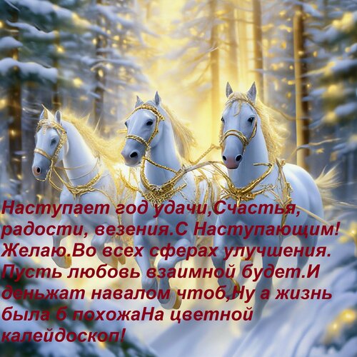 Открытка Наступает год удачи, счастья, радости, везения. С Наступающим! Желаю во всех сферах улучшения. 