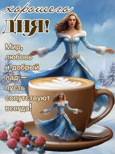 Анимированная открытка Мир, любовь и добрый лад