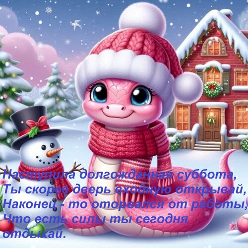 Открытка Наступила долгожданная суббота, Ты скорее дверь входную открывай, Наконец - то оторвался от работы,