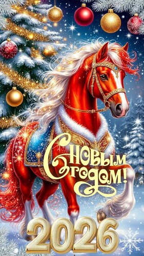 Открытка С Новым годом 2026.