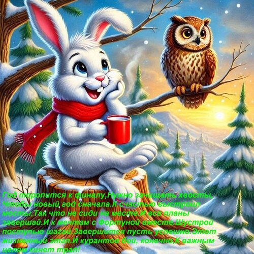 Открытка Год торопится к финалу, нужно зачищать хвосты, чтобы новый год сначала к счастью выстроил мосты. 