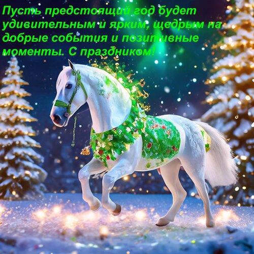 Открытка Пусть предстоящий год будет удивительным и ярким, щедрым на добрые события и позитивные моменты. 