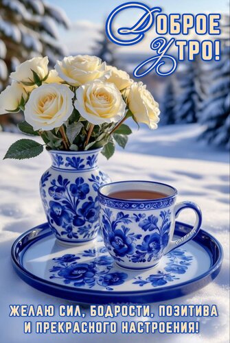 Открытка Доброе утро! Желаю сил, бодрости, позитива и прекрасного настроения!