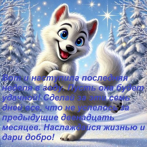 Открытка Вот и наступила последняя неделя в году, пусть она будет удачной! Сделай за эти семь дней все, что н