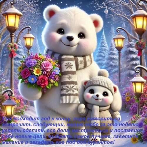 Открытка Уже подходит год к концу, пора готовиться встречать следующий, желаю тебе за это неделю успеть сделать