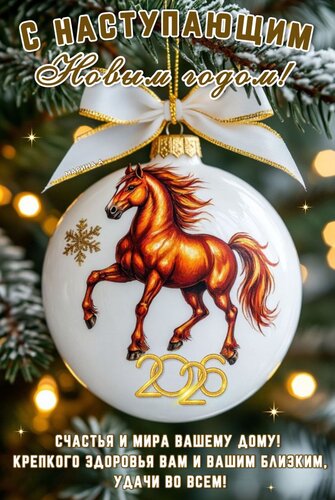 Открытка С наступающим Новым годом! Счастья и мира нашему дому! Крепкого здоровья вам и вашим близким! 