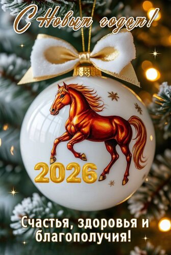 Открытка С Новым годом! Счастья, здоровья и благополучия!