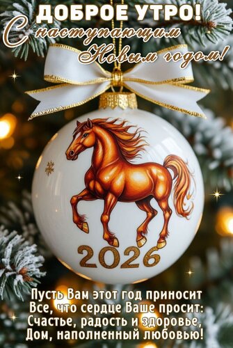Открытка Доброе утро! С наступающим Новым годом! Пусть вам этот Новый год приносит все, что сердце ваше просит.