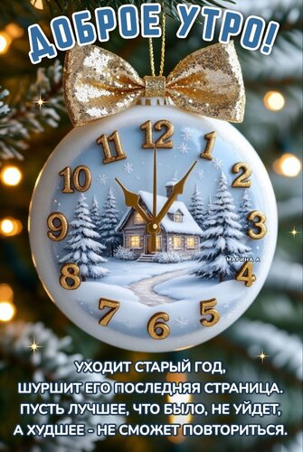 Открытка Доброе утро! Уходит Старый год, шуршит его последняя страница. Пусть лучшее, что было, не уйдет...