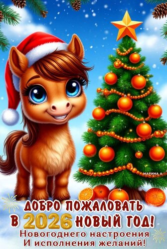 Открытка Добро пожаловать в 2026 Новый год! Новогоднего настроения и исполнения желаний!