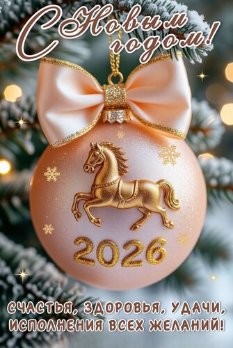 Открытка С Новым Годом! Счастья, Здоровья, Удачи, Исполнения ВСЕХ Желаний!