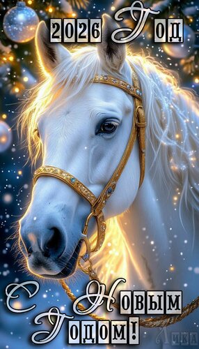 Открытка Год Лошади 2026 год