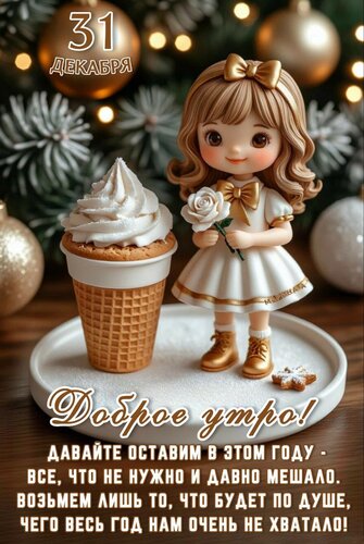 Открытка 31 Декабря. Доброе УТРО! Давайте Оставим В ЭТОМ ГОДУ - ВСЕ, ЧТО НЕ Нужно И Давно Мешало. Возьмем ЛИШЬ