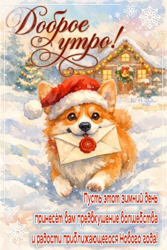 Открытка Доброе утро. Пусть этот зимний день принесёт вам предвкушение волшебства и радости приближающегося г
