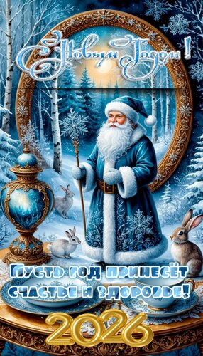 Открытка С Новым годом! Пусть год принесёт счастье и здоровье.