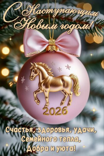 Открытка С наступающим Новым годом! Счастья, здоровья, удачи, семейного тепла, добра и уюта!