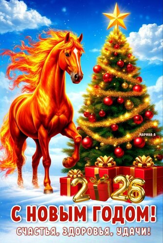 Открытка С Новым Годом! Счастья, Здоровья, Удачи!