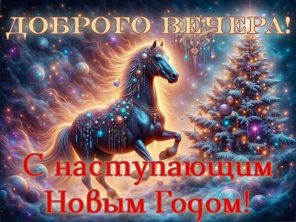 Открытка Добрый вечер. С наступающим новым годом!