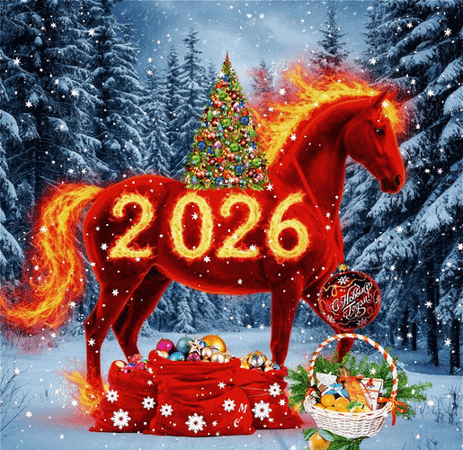 Анимированная открытка С Новым годом! 2026