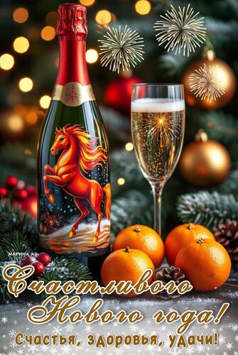 Открытка Счастливого Нового ГОДА! Счастья, Здоровья, Удачи!