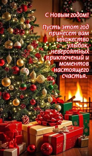 Открытка Пусть этот год принесет вам множество улыбок, невероятных приключений и моментов настоящего счастья.