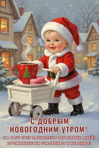 Открытка С Добрым Новогодним Утром! НА ВАШ СЧЕТ Зачислено 365 Новых ДНЕЙ! Проживите ИХ Счастливо И Красиво!