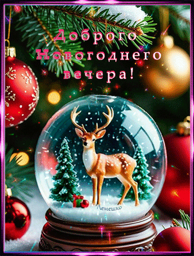 Анимированная открытка Доброго Новогоднего вечера!