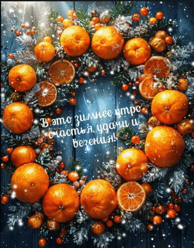 Анимированная открытка В это зимнее утро счастья, удачи и везения!