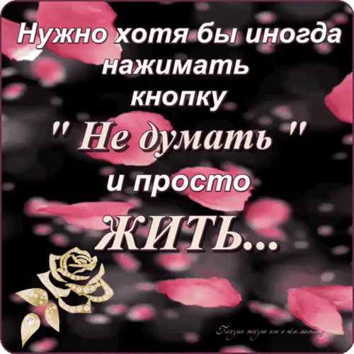 Анимированная открытка Нужно хотя бы иногда нажимать кнопку Не думать и просто жить...