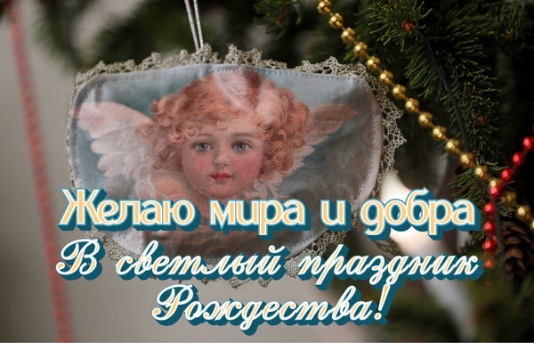 Открытка Желаю мира и добра в светлый праздник Рождества!