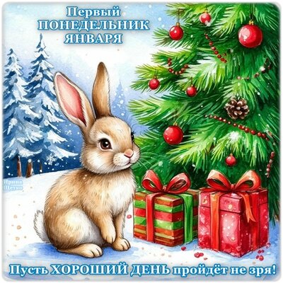 Открытка С первым понедельником января!