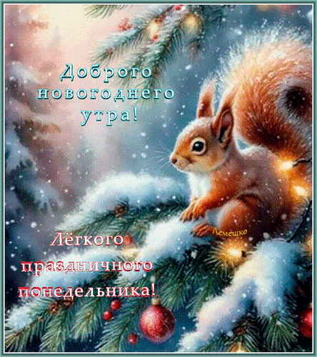 Открытка Доброго новогоднего утра! Лёгкого праздничного понедельника!