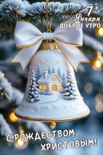Открытка 7 ЯНВАРЯ ДОБРОЕ УТРО. С РОЖДЕСТВОМ ХРИСТОВЫМ!