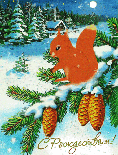Анимированная открытка С РОЖДЕСТВОМ!