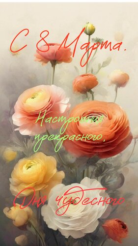 Открытка С 8 марта настроения прекрасного, днячудесного
