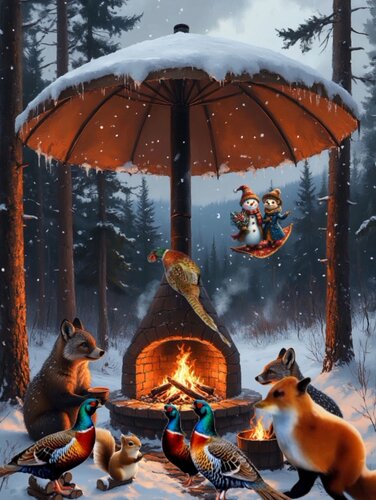 Открытка У зимнего очага