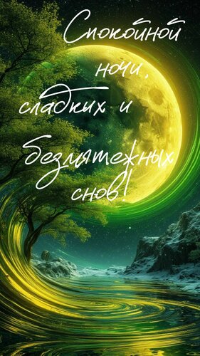 Открытка Спокойной ночи, сладких и безмятежных снов